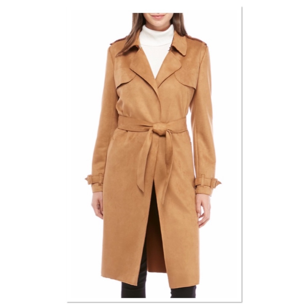Washable suede trench coat